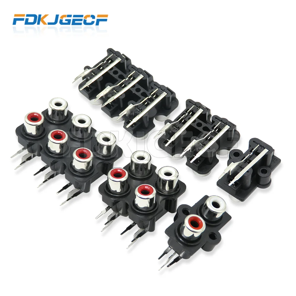 2/4/6 hole RCA socket Female Stereo audio Jack AV Audio input socket Connector Lotus row Amplifier Interface Signal connection