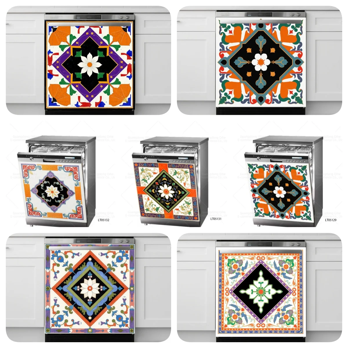 

Luxurious Retro Floral Dishwasher Decal Intricate Pattern Removable Self-Stick Cover for Home Kitchen Dishwasher Cabinets Crafts