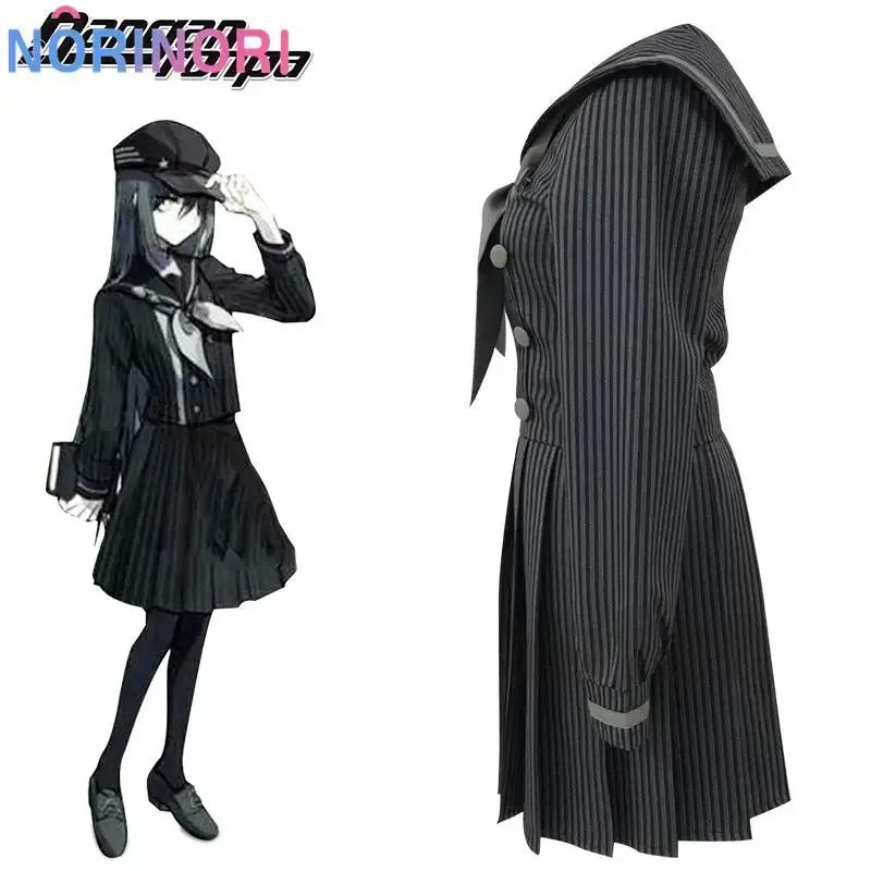 لعبة Danganronpa V3 Pregame Fem Shuichi Saihara أزياء تنكرية زي مدرسي الزي شعر مستعار رمادي قبعة تنورة علوية فتاة الهالوين