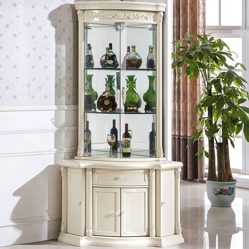 SZ Red Wooden Wine Cabinet Display Classic Metal Kitchen Showcase  Stainless Steel Modern Picture 1 Set T/T