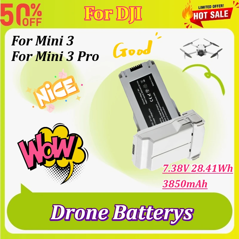 

7.38V 3850mAh Drone Battery 28.41Wh High Capacity Li-Po Battery Replacement for DJI Mini 3 Mini 3 Pro Drone Accessories