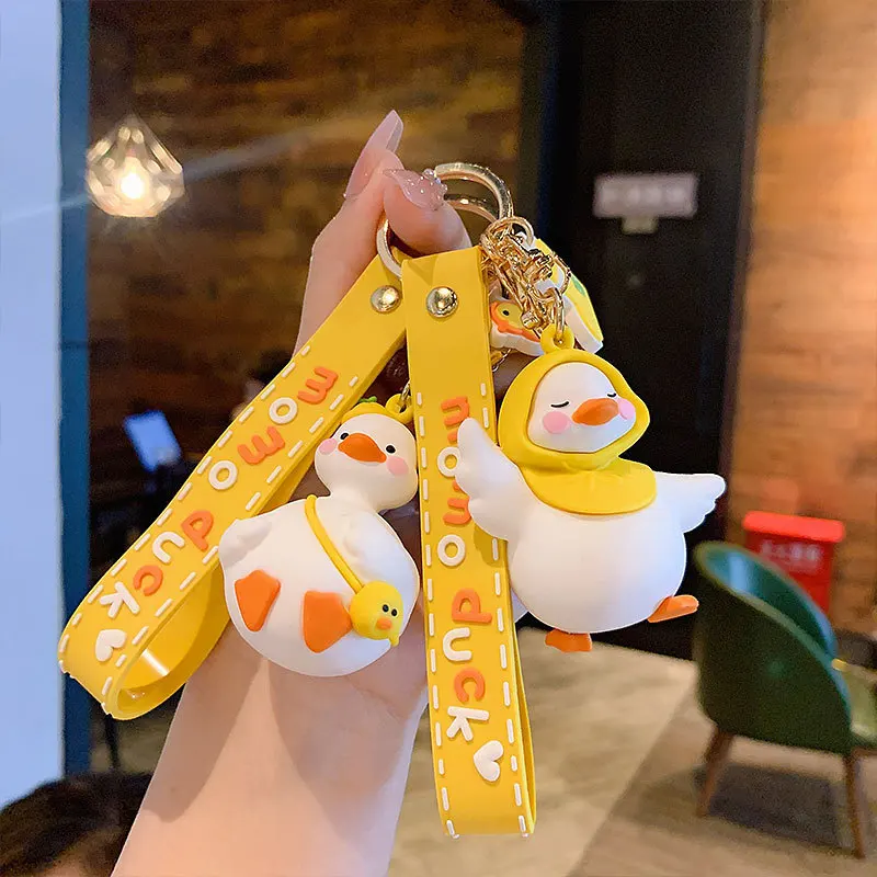 2022 Yellow White Duck Funny Doll Pendant MOMO Duck Bag Accessories Keychain Pendant Car Pendant Gift keyrings