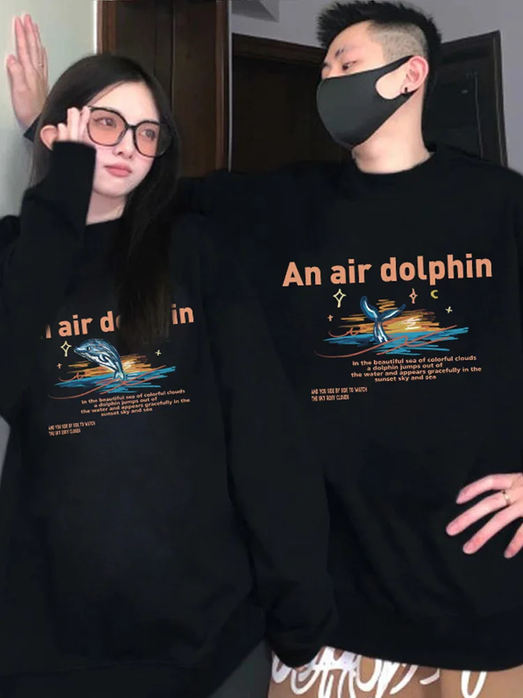 An Air Dolphin Couple Clothes 2024 New Oversize High-quality Trendy Clothes Autumn and Winter Crew Neck Sweater