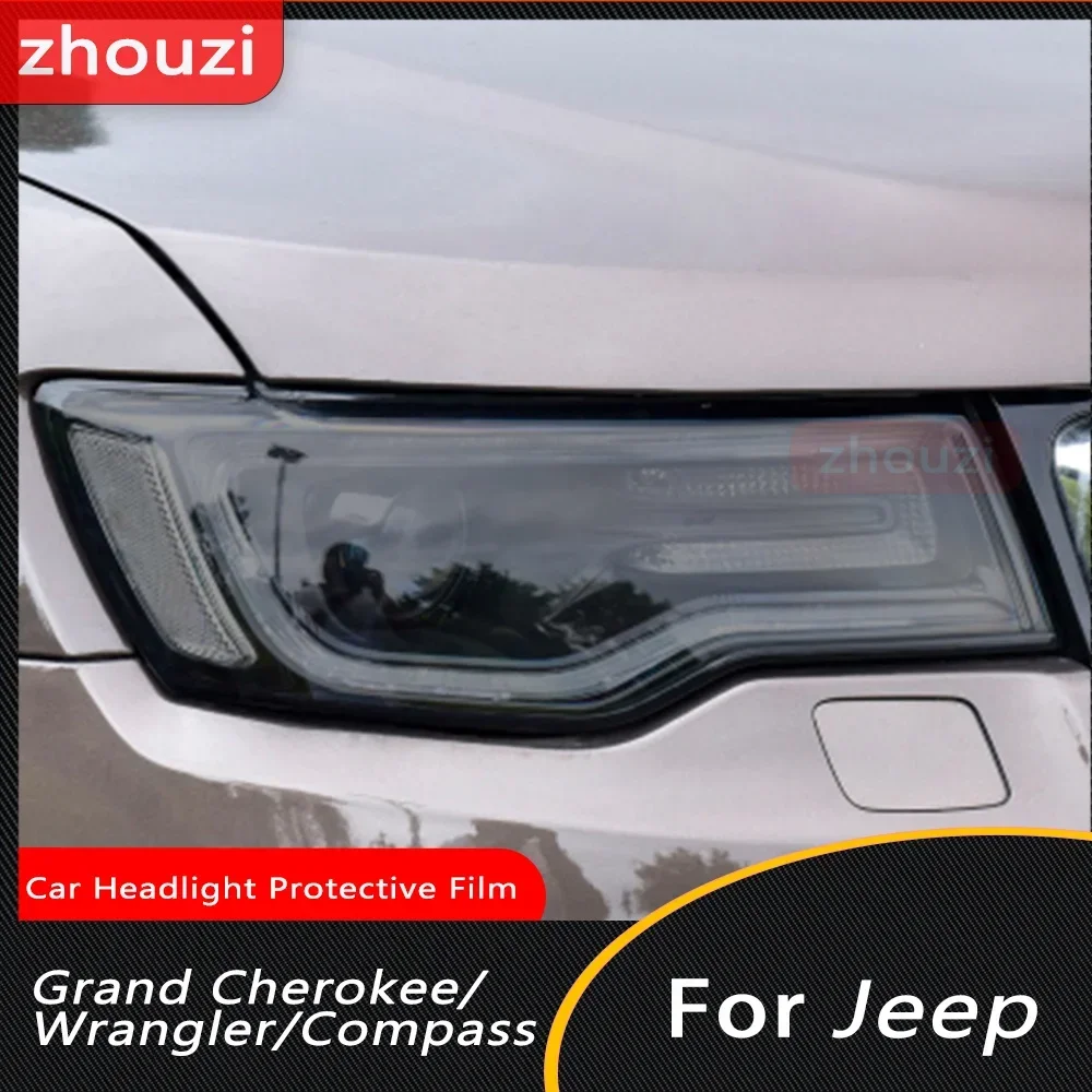 Auto-Scheinwerfer-Schutzfolie, Frontlicht-Tönung, geräuchertes Schwarz, selbstheilender TPU-Aufkleber für Jeep Grand Cherokee Wrangler Compass