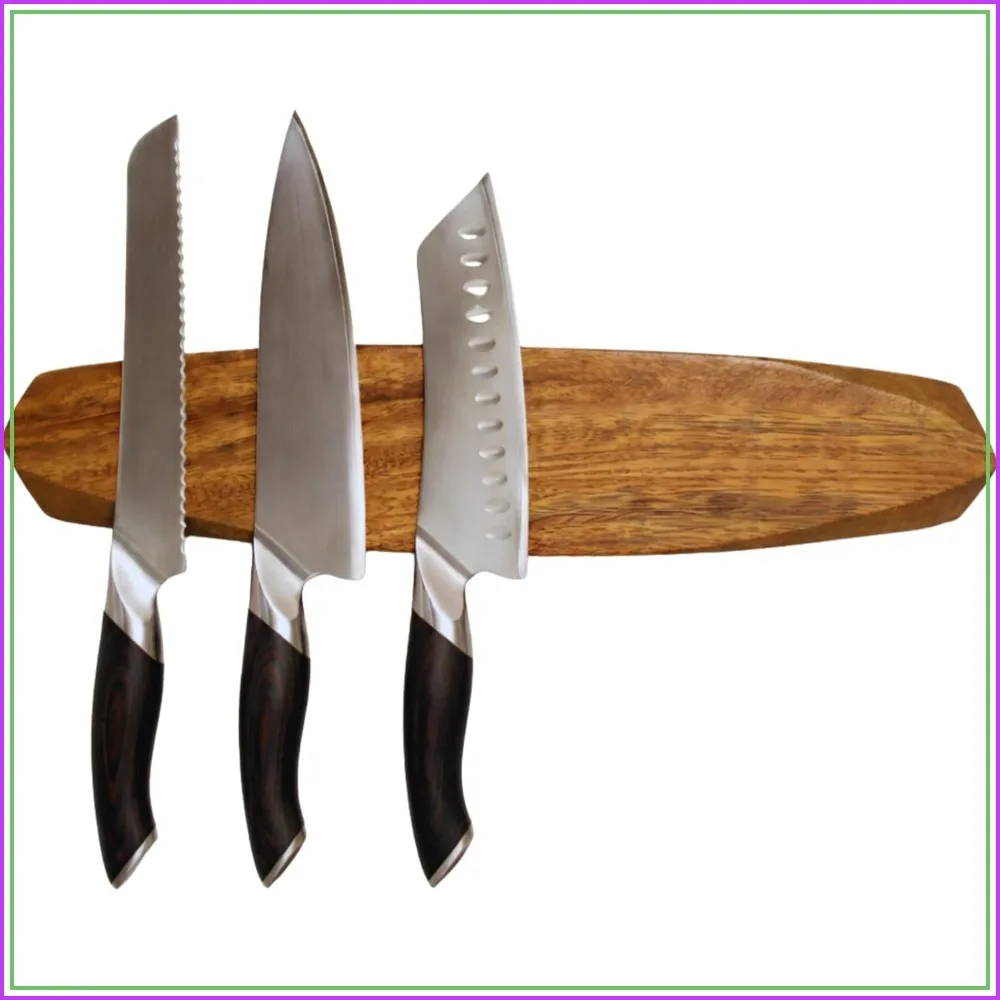 

Acacia Magnetic Knife Strip - Wooden Wall-Mount Magnetic Knife Holder & Organizer with 3M No-Drill & Screw Mount, Water-Resistant, 16 Inches, 8.8 lb Capacity