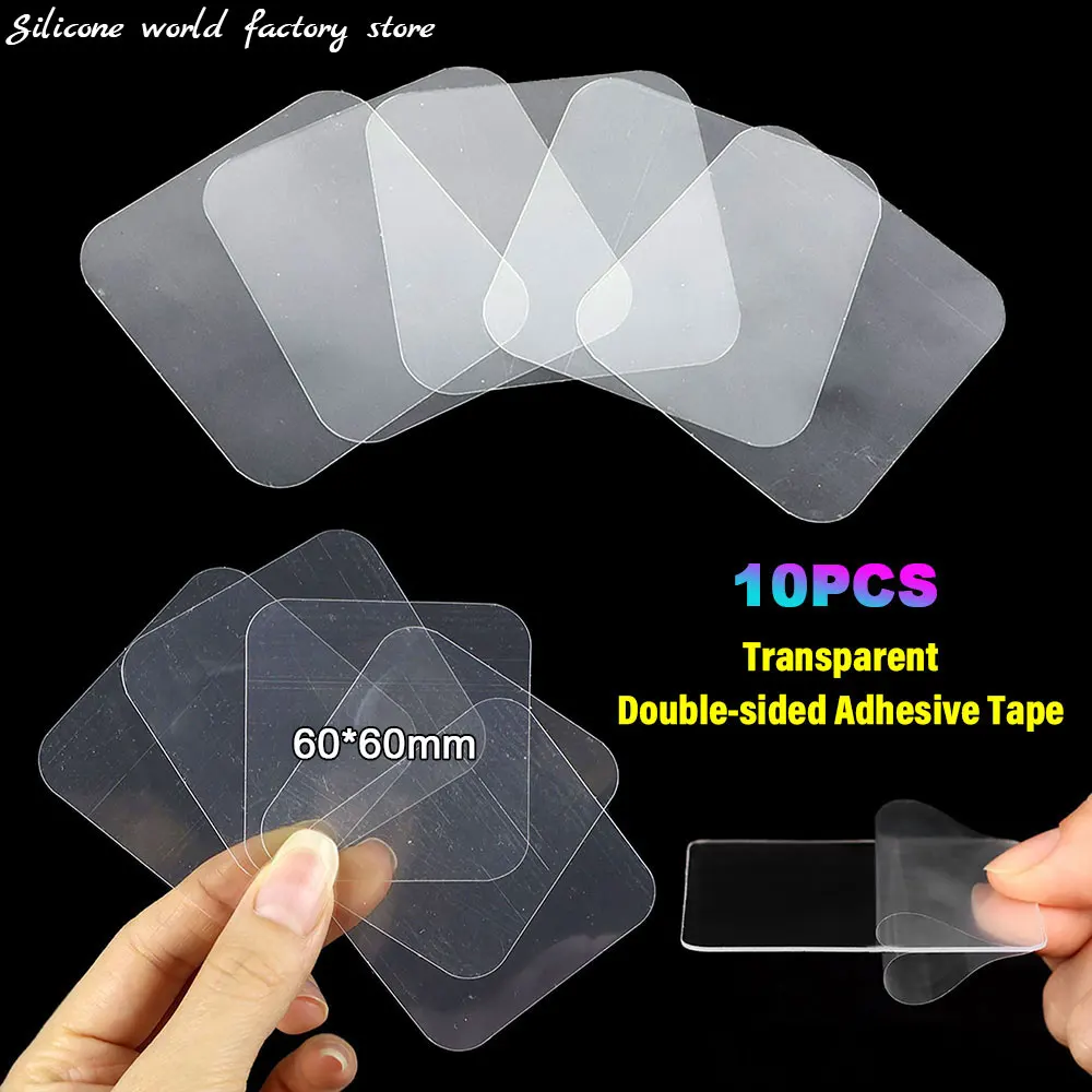 Silicone World 10PCS Strong Transparent Double-sided Adhesive Tape Acrylic Square Nano Wall Stickers Waterproof Household Tapes