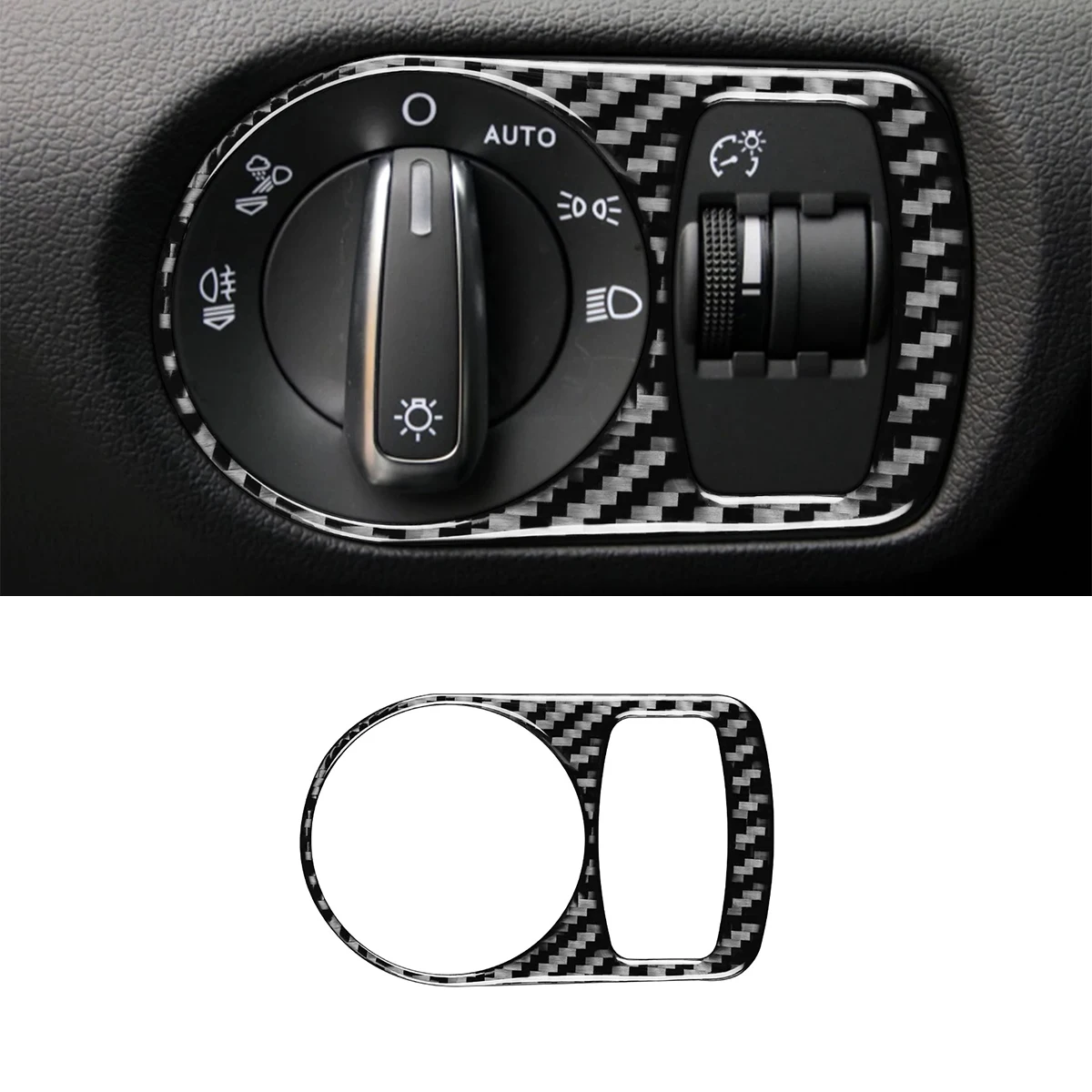 

For Audi Q3 8U 2013-2018 Carbon Fiber Interior Auto Headlight Switch Button Frame Sticker Cover Trim Decal Accessoire Voiture