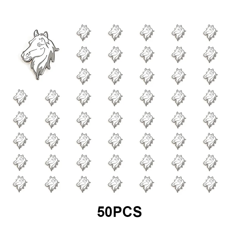 1-5-10-50-100 Stück Pferde-Handy-3M-Aufkleber, Abzeichen, Metall-Pins, Broschen