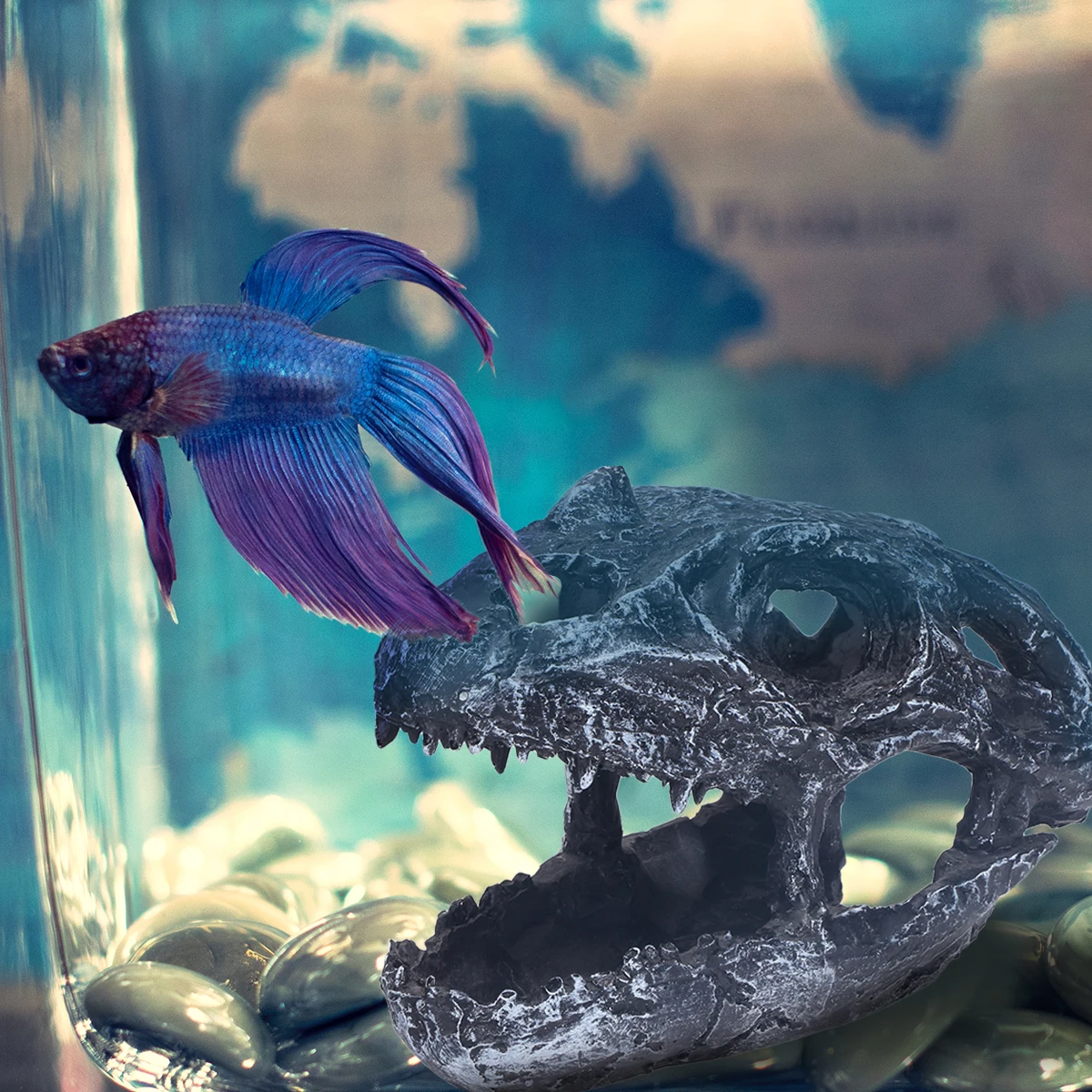 

1Pcs Durable Resin Skull Fish Tank Aquarium Decor Halloween Cosplay Props Resin Skull Fish Tank Props