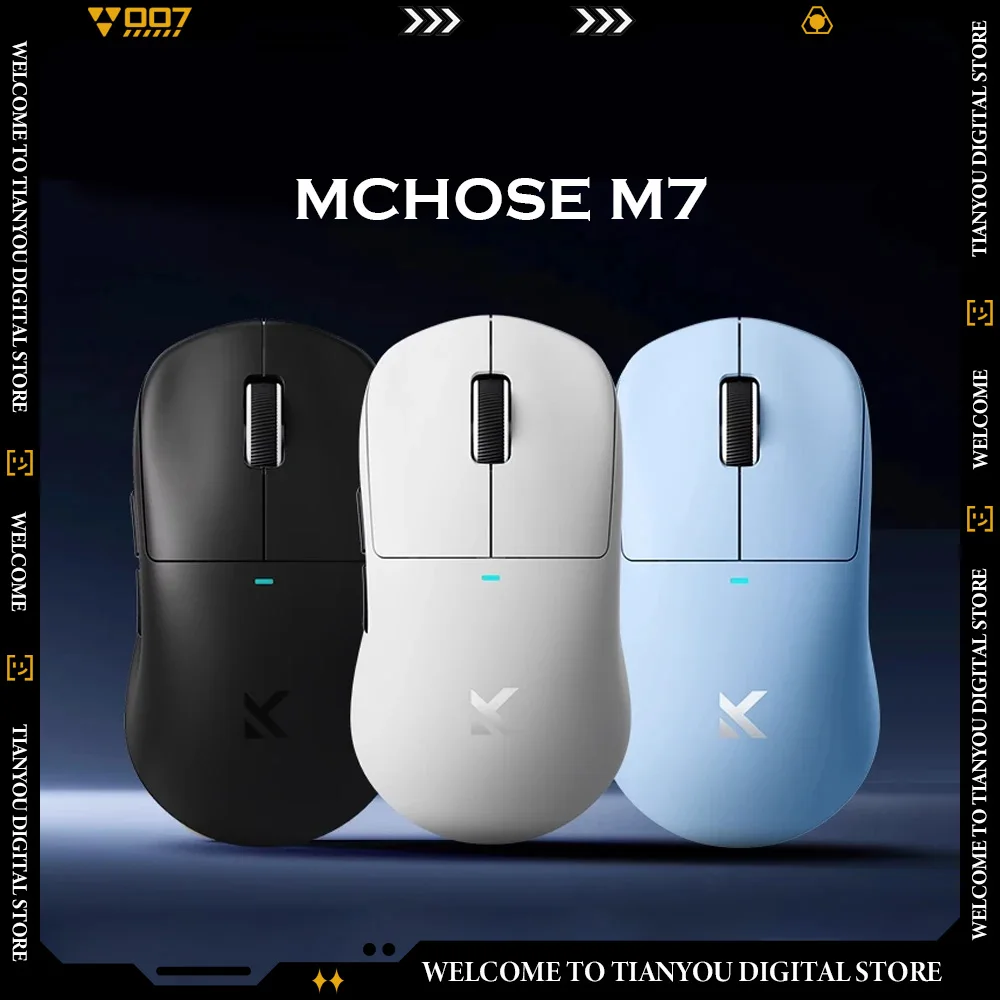 MCHOSE M7 8k Pro Ultra PAW3395 2.4G لاسلكي بثلاثة أوضاع مخصصة لألعاب الكمبيوتر الإلكترونية ماوس رياضي مريح ملحقات الألعاب هدية