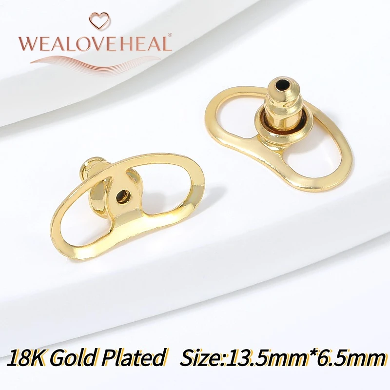 5/10 Stück 18K vergoldete Messing-Ohrringverschlüsse, große hohle Ohrringstopper, rutschfeste Ohrringkappen, Schmuckzubehör, DIY-Zubehör – Detail 20