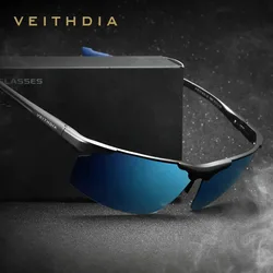 VEITHDIA Aluminum Men's Sunglasses Polarized UV400 Driving Sun Glasses Eyewear Accessories For Male Blue Coating Mirror V6587