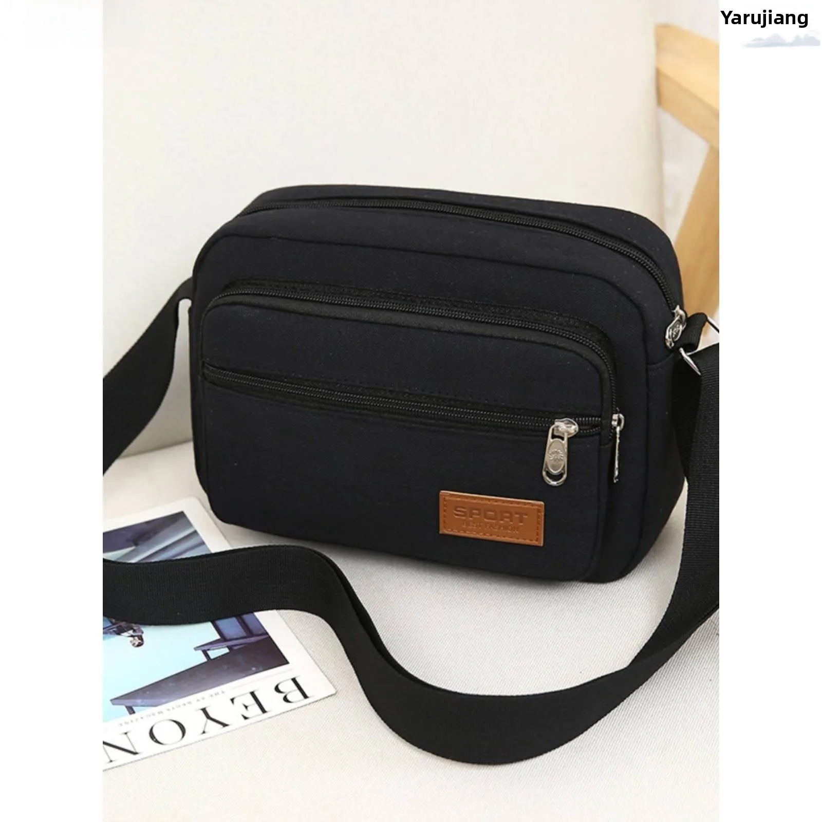 

Business Canvas Shoulder Bag Multi-Layer Casual Crossbody Bag for Men And Women Small Square Bag for Leisure And Work