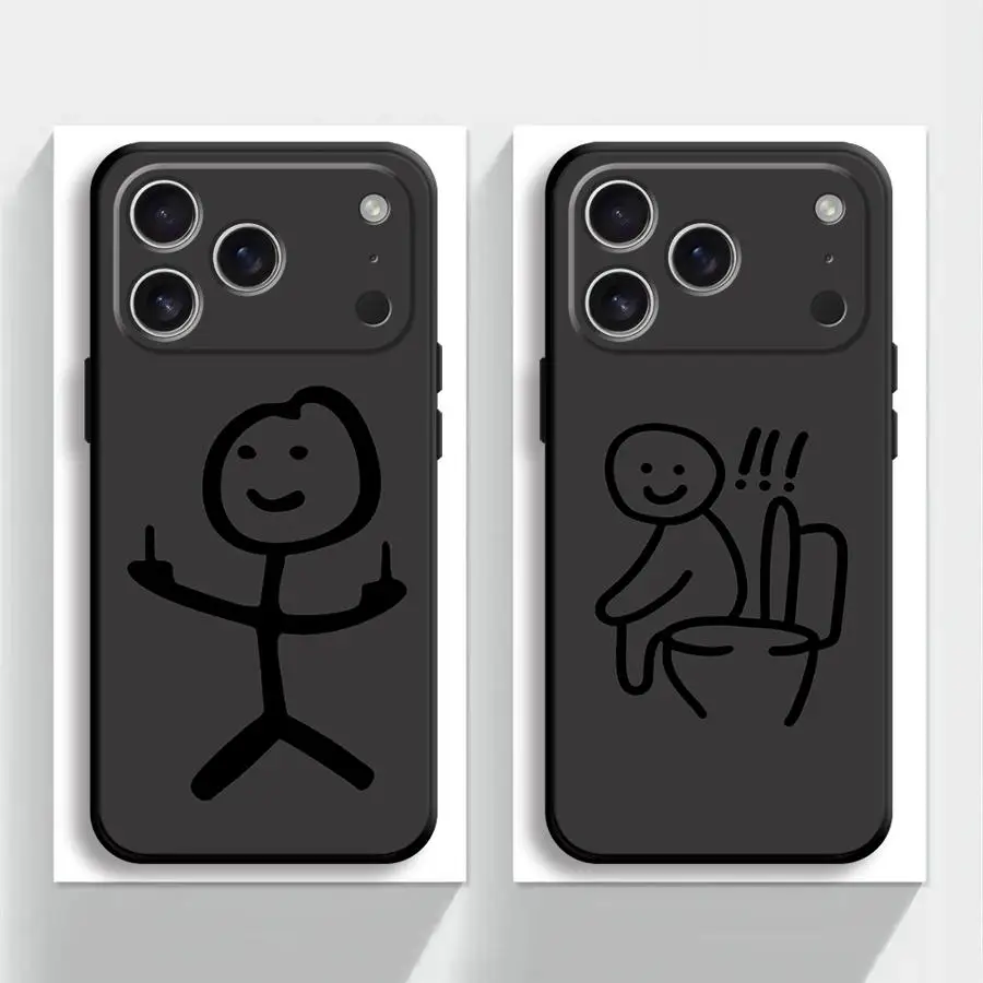 Funda de teléfono suave negra con dibujos animados Matchman para iPhone 13 12 11 17 Pro Max 15 16 14 Plus 7 8 17Air XR XS Max