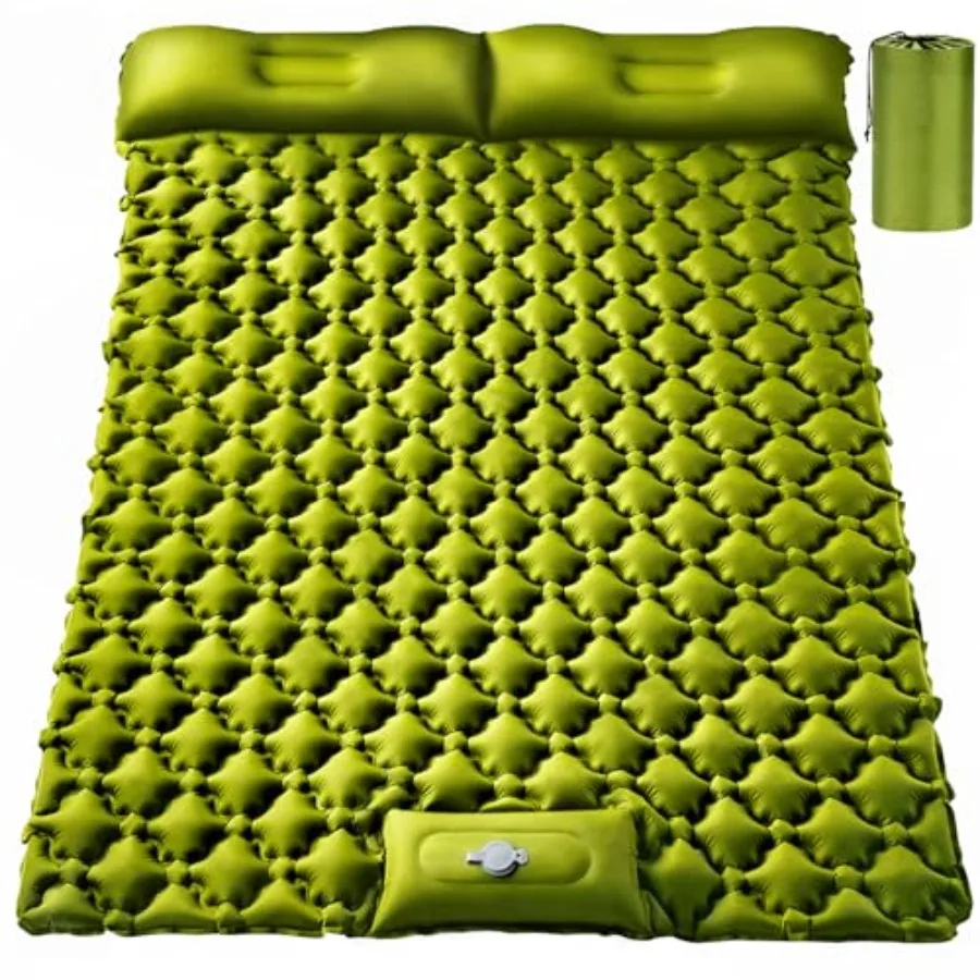 

Double Sleeping Pad, Ultralight 4" Extra-Thick Self Inflating Sleeping Mat for 2 Person with Pillow Built-in Foot Pump Portable