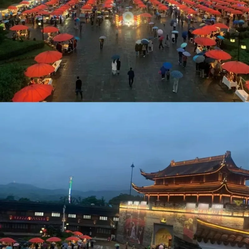 Yellow nylon semi-pierced tung oil umbrella every 14 meters long bamboo pole bamboo dance