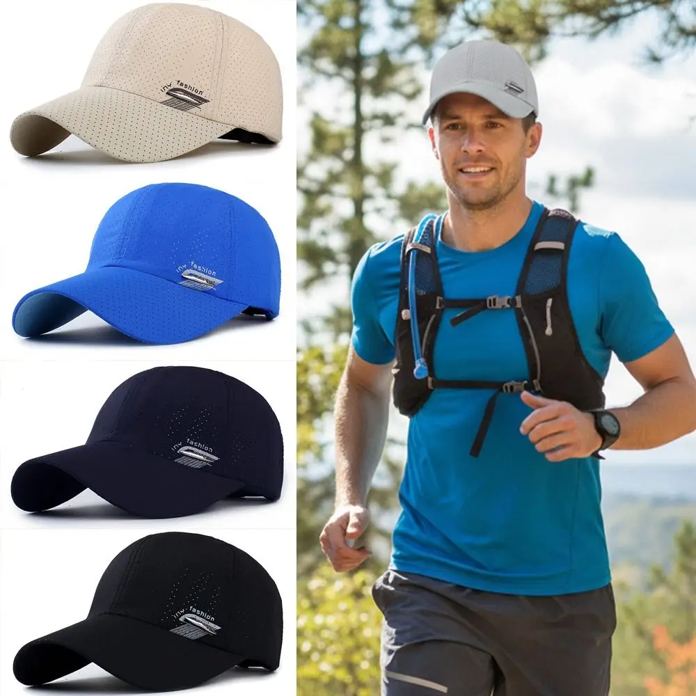 

Breathable Perforated Quick-Drying Hat Letter Embroidery Sun Protection Travel Sports Hat Adjustable Casquette Peaked Cap