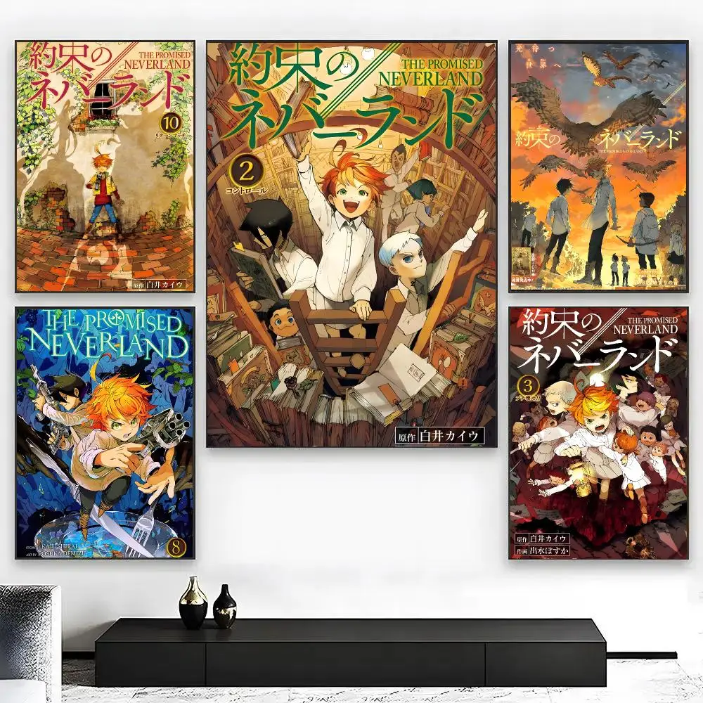 The P-Promised N-Neverland Anime Poster High Quality Bedroom Living Room Aesthetic Wall Decoration Painting Stickers Gift