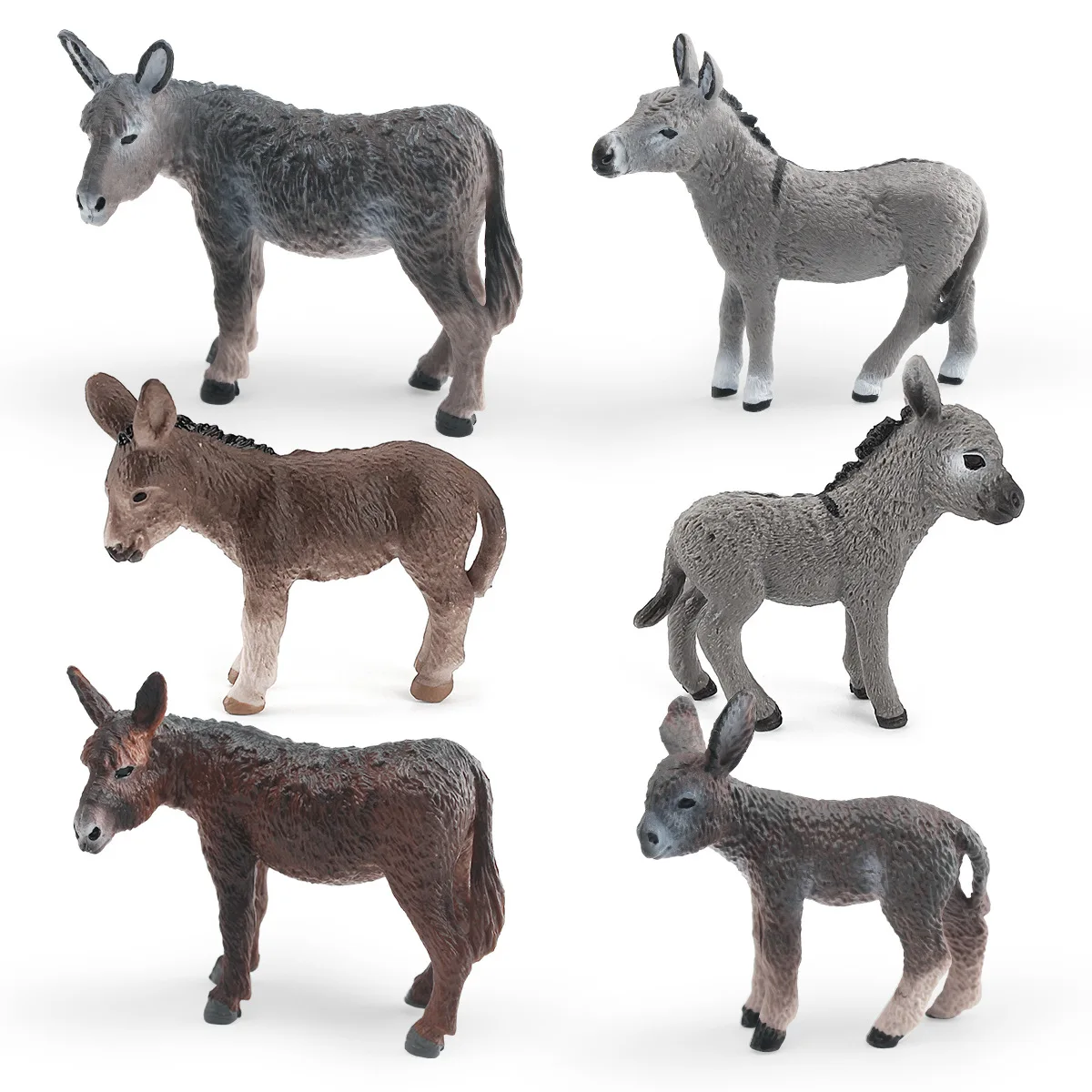 Children's Simulation Animal Miniature Donkey Model Farm Pasture Sand Table Toy Solid Figurine Decorative Item Puvat