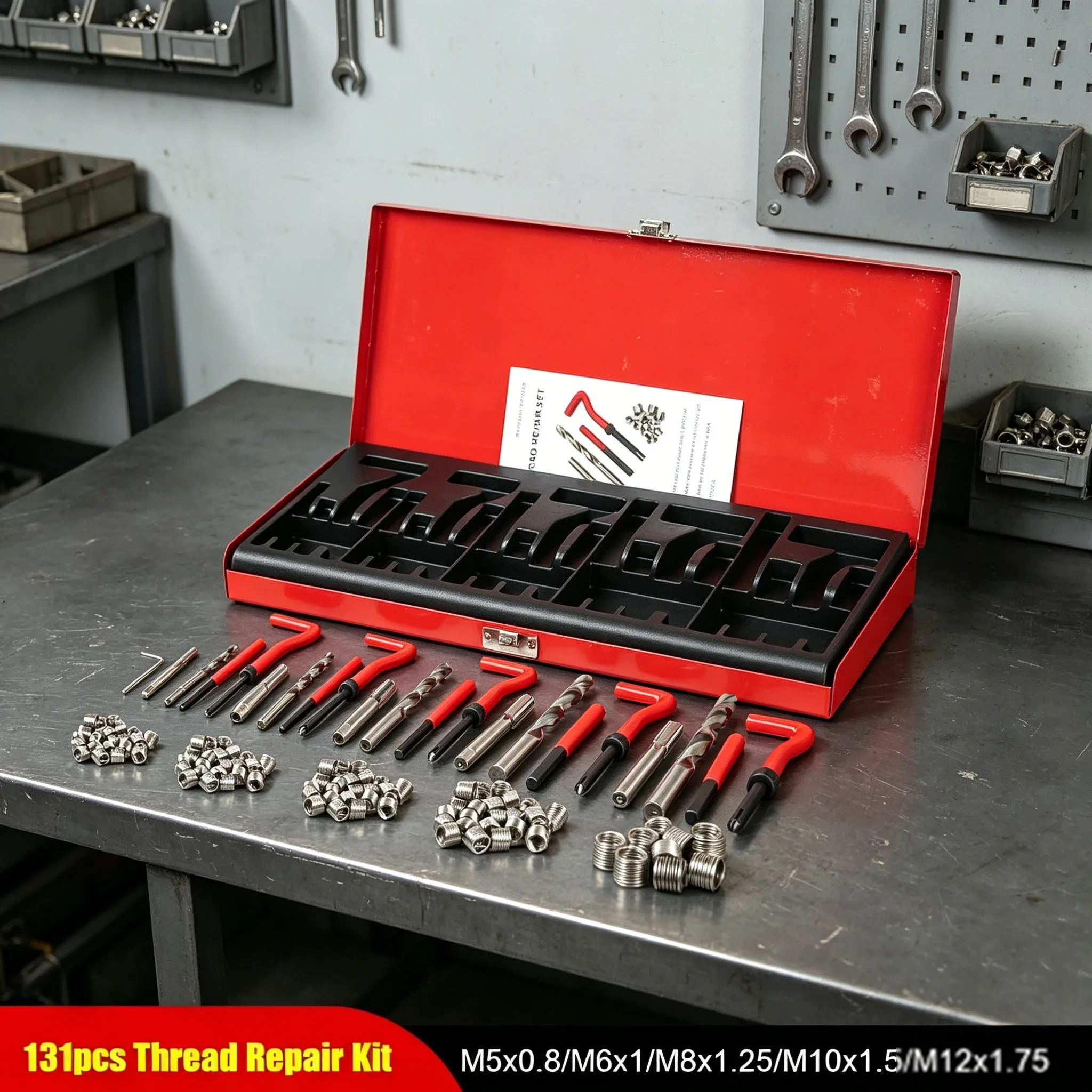 

88/131pcs M5-M12 Thread Repair Set, Car Engine Block Restoring Tools Screwdriver Screw Bolt Driver Vehicles Accessories