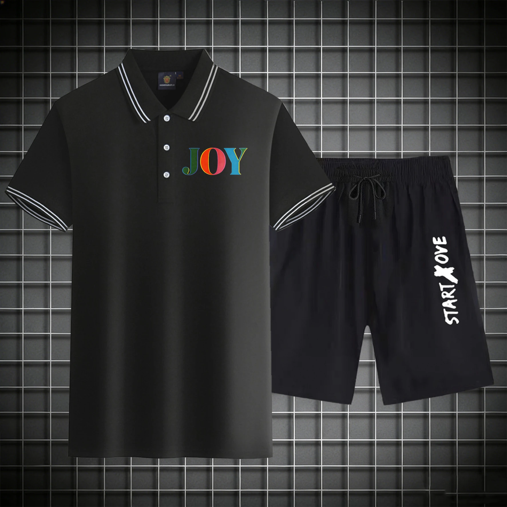 

men's Polos sets 2026 Summer men's suits Short sleeve Graphic Polyester tracksuit for man Printed sets for men Suit for man