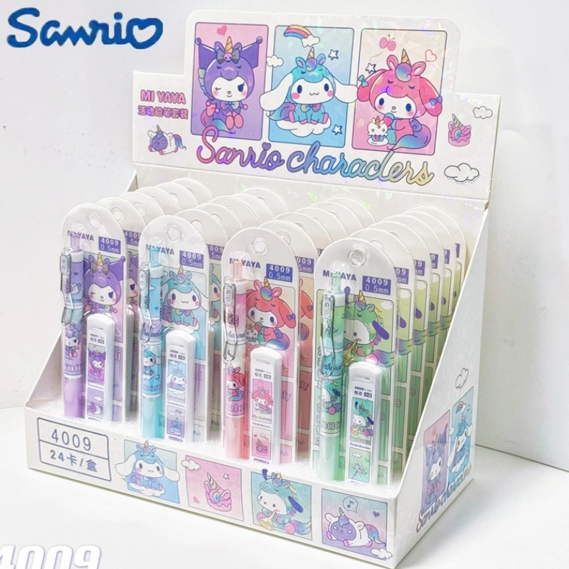 4/24pcs Kuromi My Melody 0.5mm Mechanical Pencil Set Stationery Refill Not Easy To Break Lead Automatic Pencil Wholesale Gifts