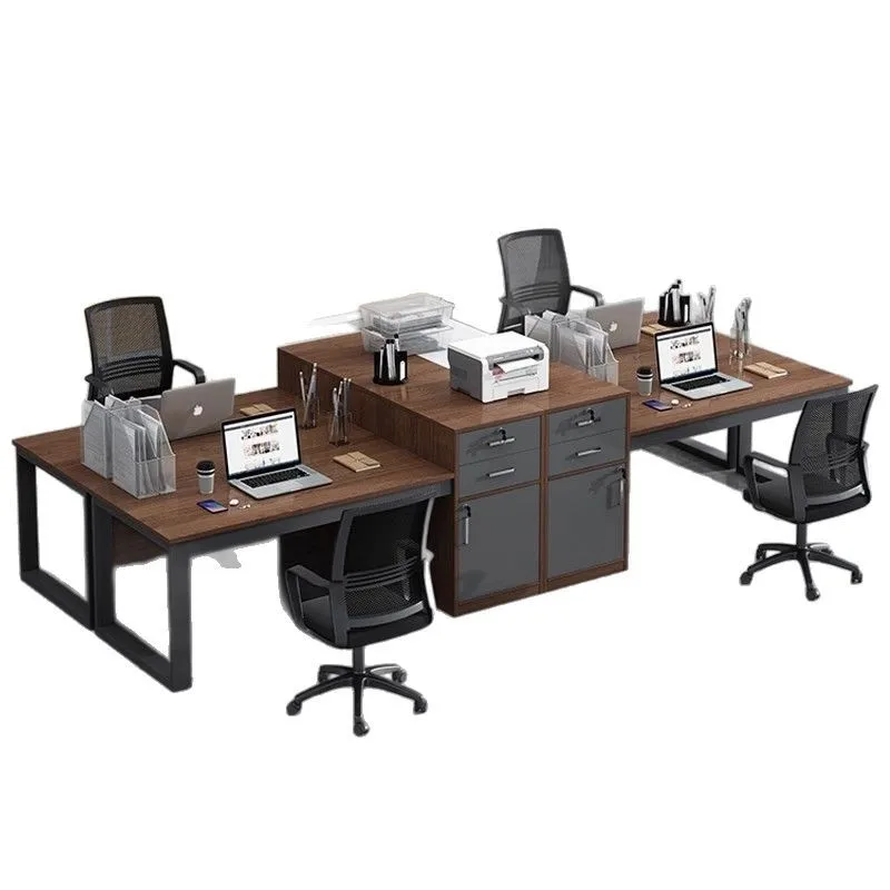 

Desk staff seat, simple modern office staff computer desk and chair combination, four-person workbench