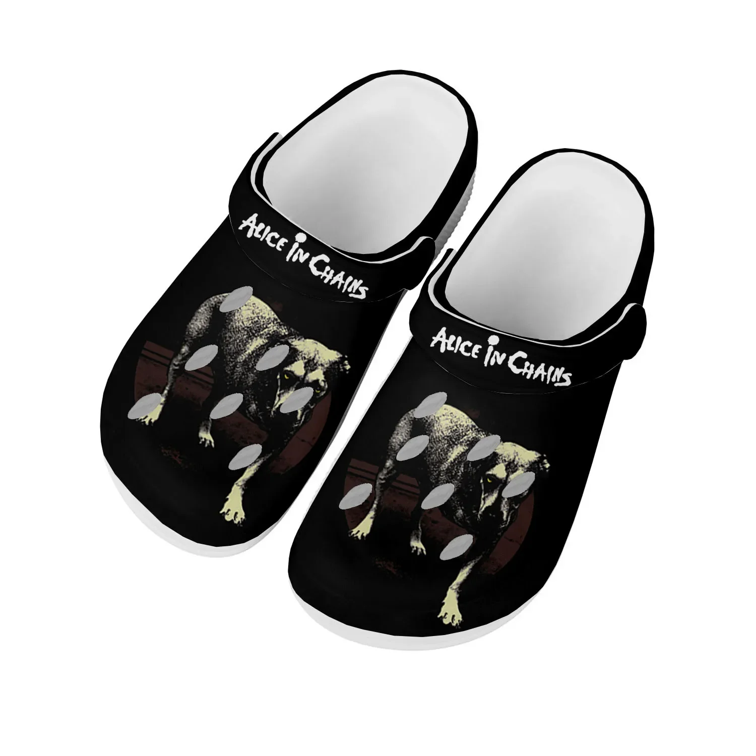 

Alice In Chains Metal Rock Band Pop Home Clogs Custom Water Shoes Mens Womens Teenager Shoes Clog Breathable Beach Hole Slippers