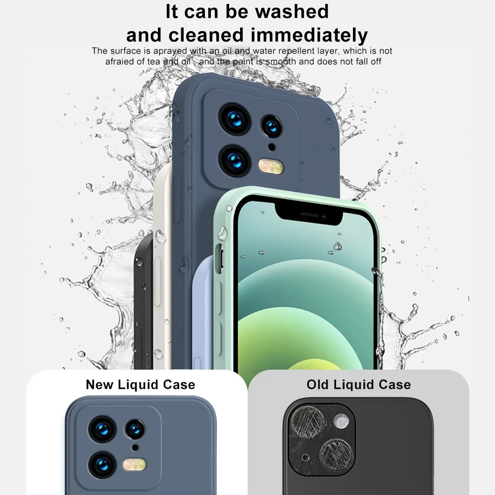 Mi 13 Mi13 Pro Ultra Case Original Square Liquid Silicone Phone Cases For Xiaomi Mi 13 Mi13T Pro Mi14 12 12x 13T Soft Cover