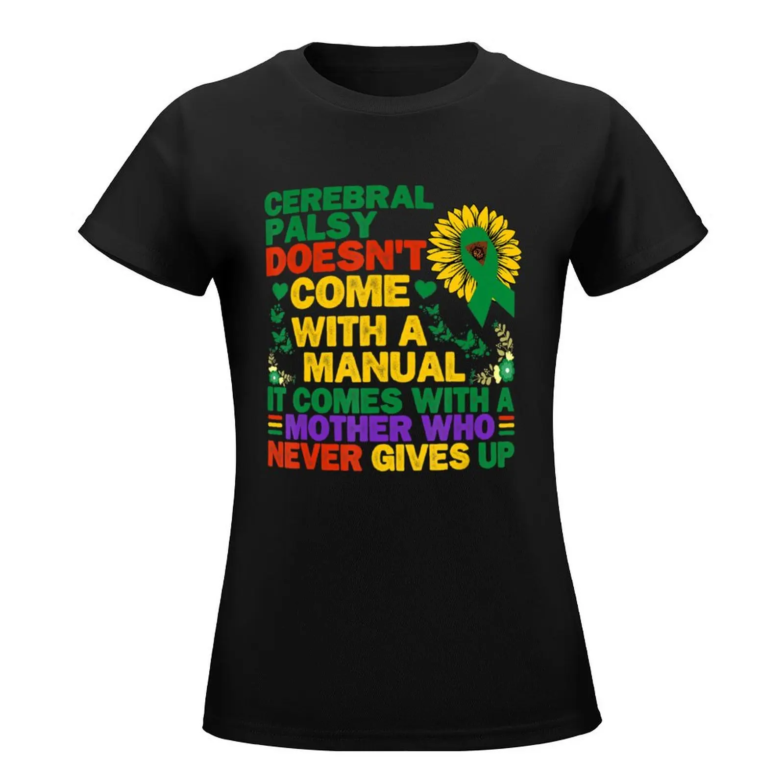 Cerebral Palsy Mom Quote Sunflower With Butterflies T-Shirt animal print shirt for girls funny tight shirts for Women