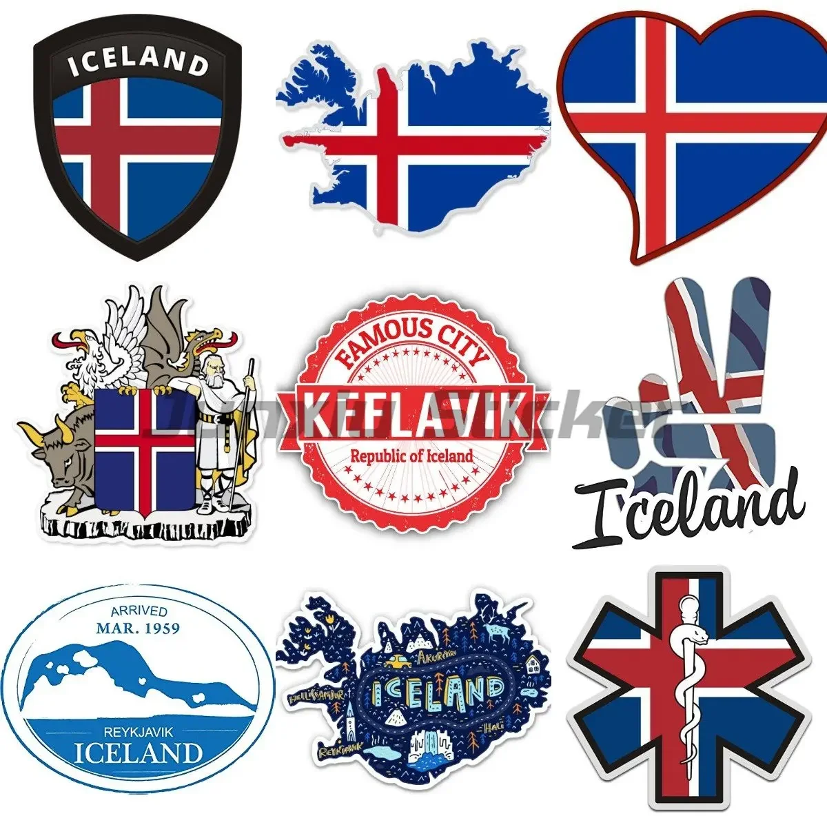 Iceland Flag Sticker Countries Map Car Stickers Motorcycle Decals Laptop Stickers Bike Travel Stickers for Laptop Luggage