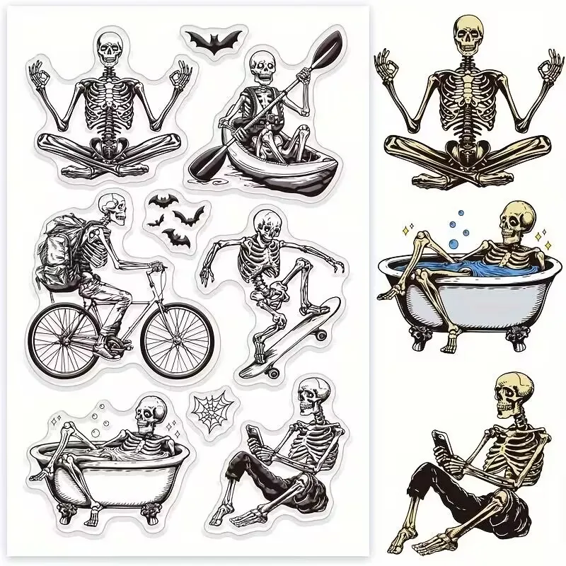 Halloween Skeleton Clear Stamp  For DIY Scrapbooking Seal Card Making A5092