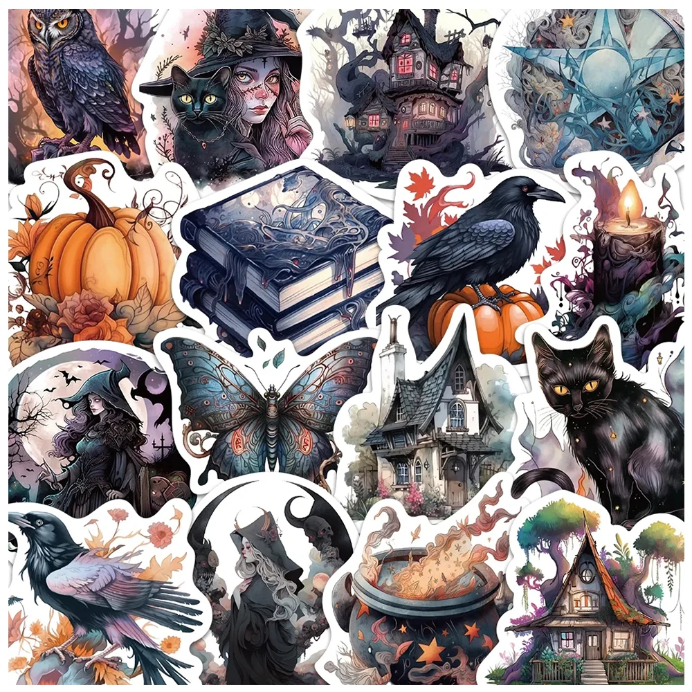 10/30/50pcs Aesthetics Magic Witch Stickers DIY Magic Potion Cartoon Sticker Laptop Scrapbooking Wall Luggage Grimoire Decals