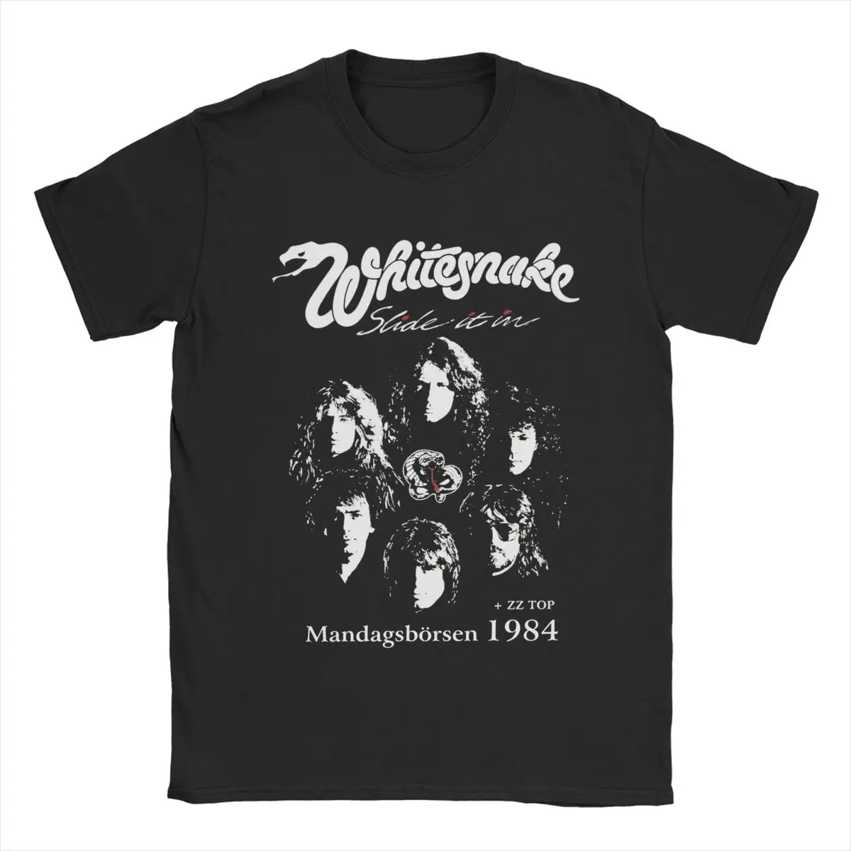 Retro Love Rock Tour 1984 Whitesnake Band Men T Shirt Vintage Tee Shirt Short Sleeve Crew Neck T-Shirts Cotton Plus Size Clothes