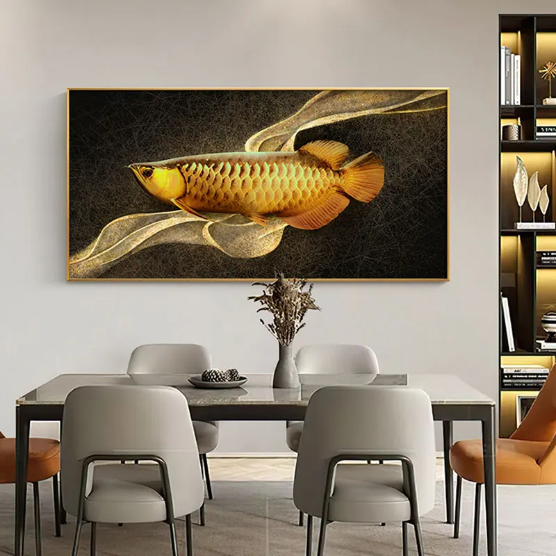 Gold Fish Posters Wall Art Modern Canvas Prints Fish Pictures Bedroom Animal Decorative Painting for Living Room Home Decor