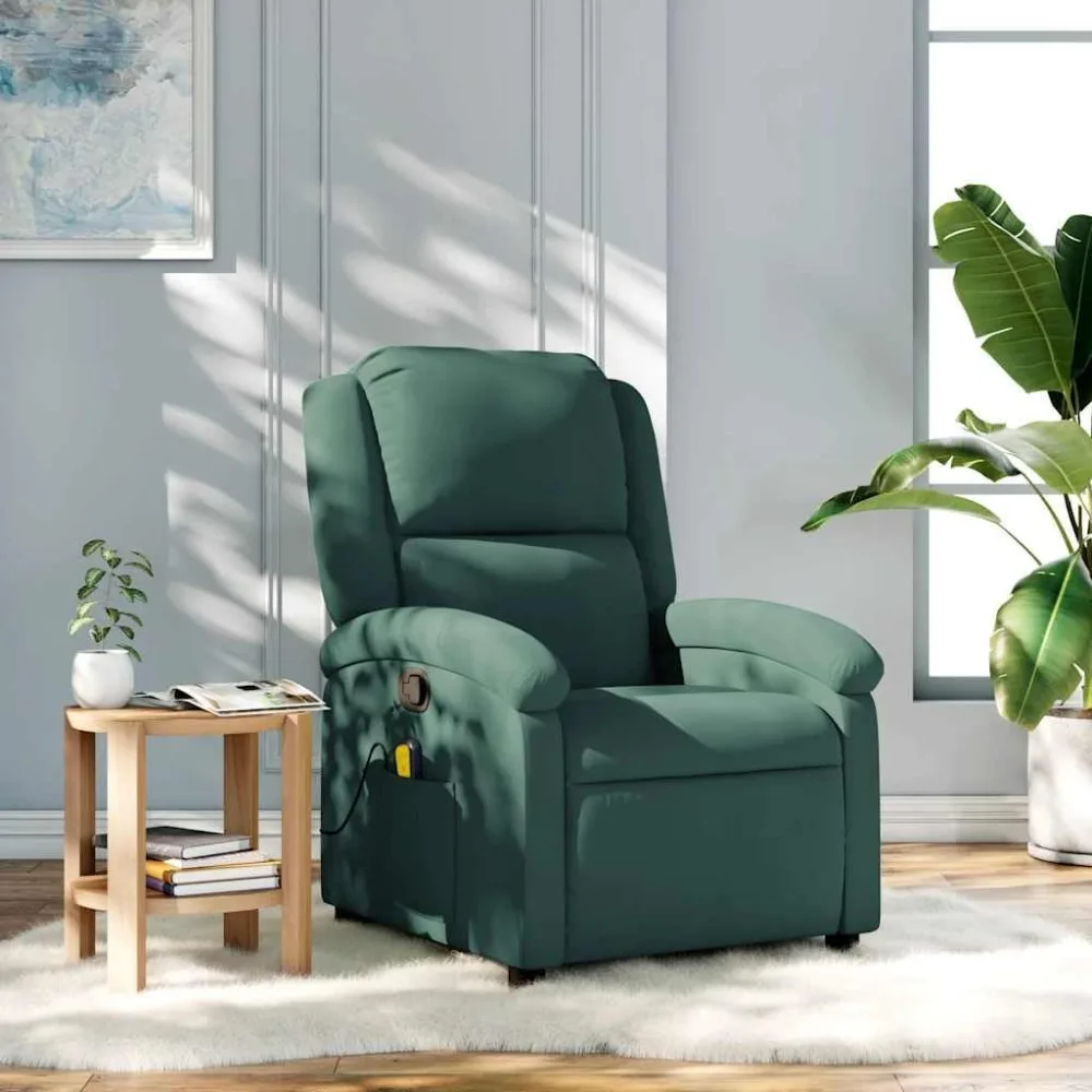 

Massage Recliner Chair Dark Green Velvet,Relaxing Velvet Massage Recliner Chair with Manual Recline and Vibration Massage Armcha