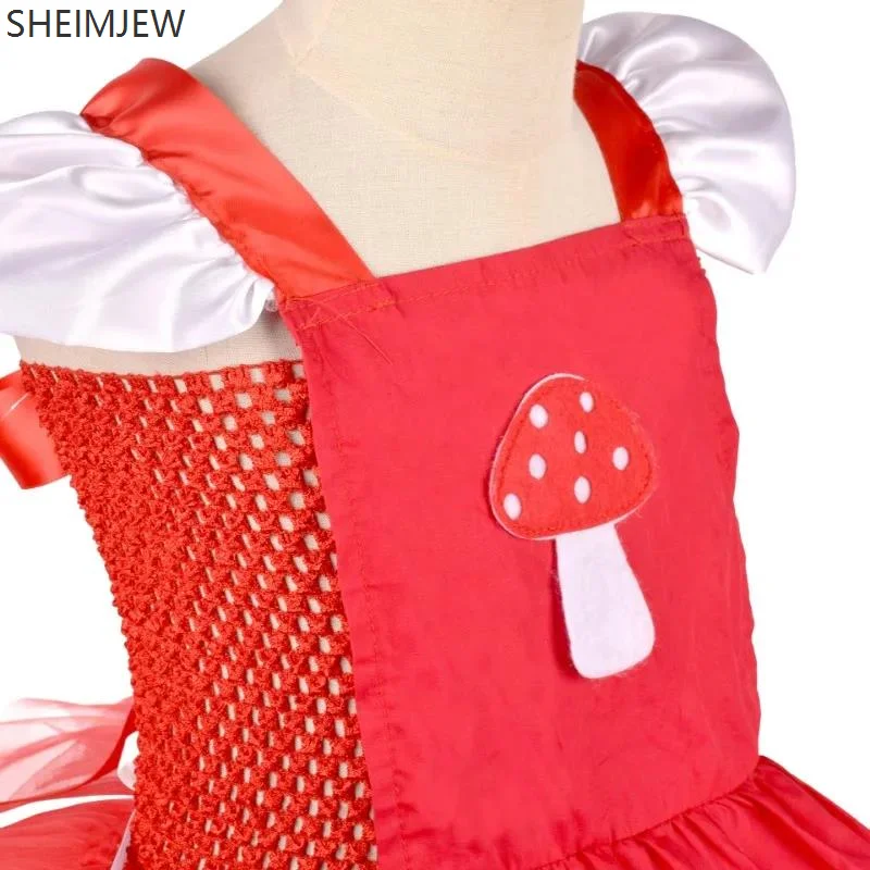 Meninas cogumelo saia halloween cogumelo carnaval festa traje bonito crianças festa de aniversário cosplay vestido vermelho conjunto lolita ballet