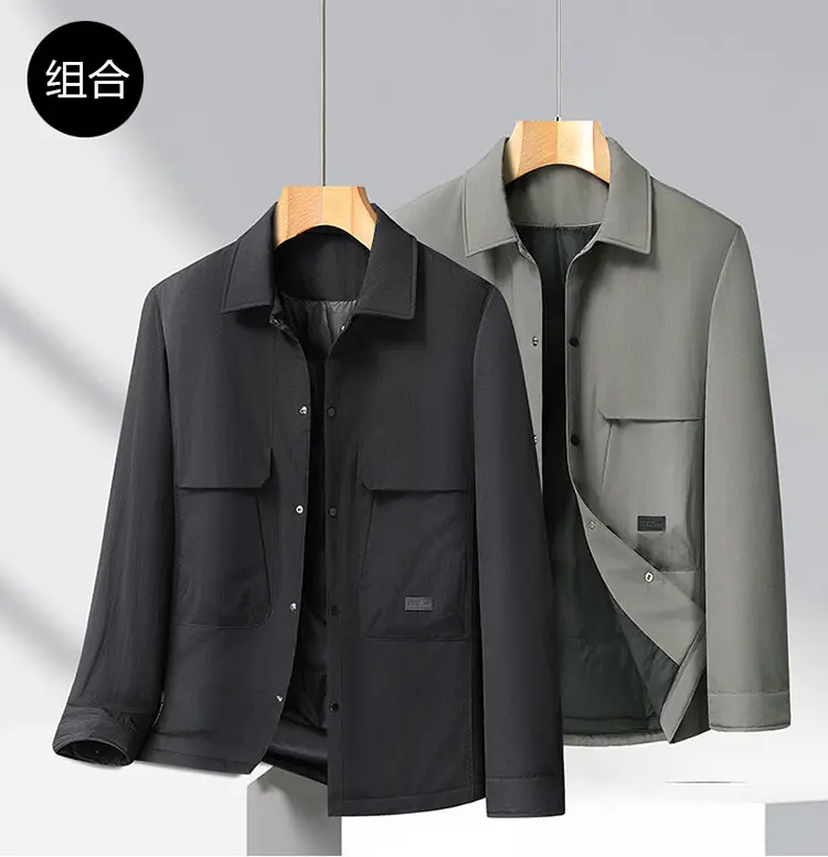 Lässige Herren Oversize Warme Einreihige Daunenjacke Winter Locker Sitzender Puffer-Mantel Winddichte Gepolsterte Oberbekleidung Parka – Detail 7