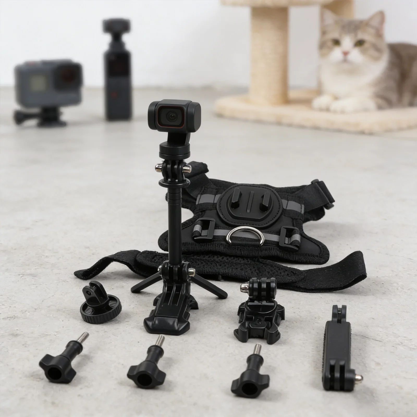 1Set Adjustable Sports Camera Holder Strap With J-shaped/rotating Base 1/4