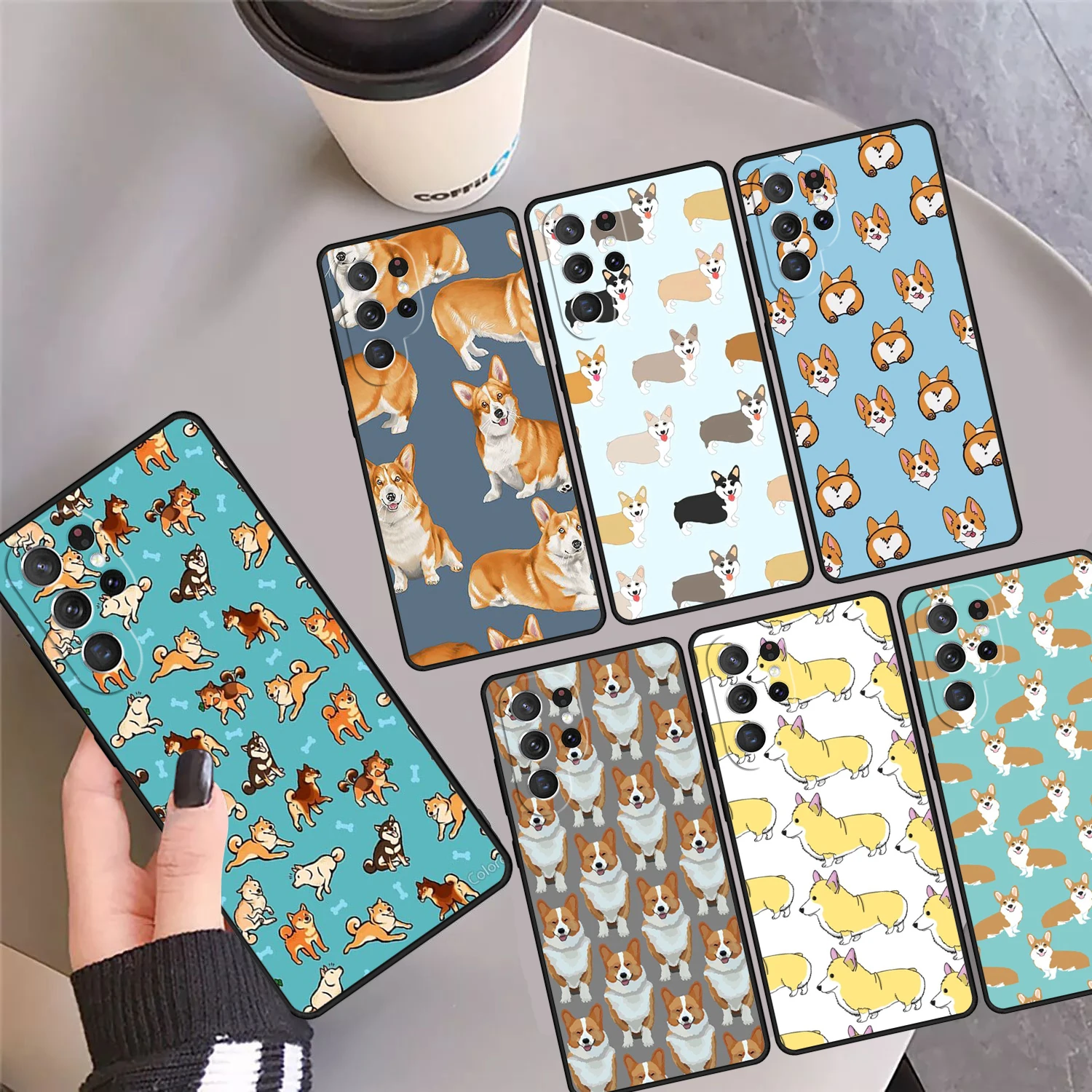 

Cute Cartoon Corgi Dog Phone Case Cover Coque For Samsung Galaxy S24 Ultra 23 S22 Plus S21 FE S20 S8 S9 S10 Note 10 Pro Note 20