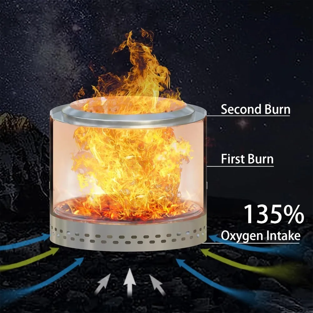 Бездымная яма для огня, сумка для хранения каминов из нержавеющей стали для кемпинга, костра для двора (20 дюймов)