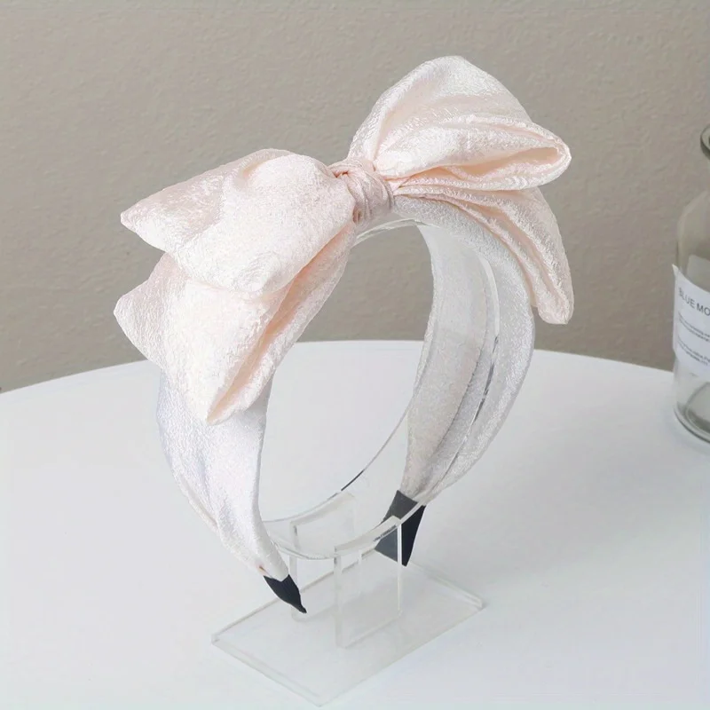 Solid Seersucker Double-layer Big Bowknot Hairband New Fashion Women Headband Wide Side Headwear Girl Hair Hoop Hair Accessories