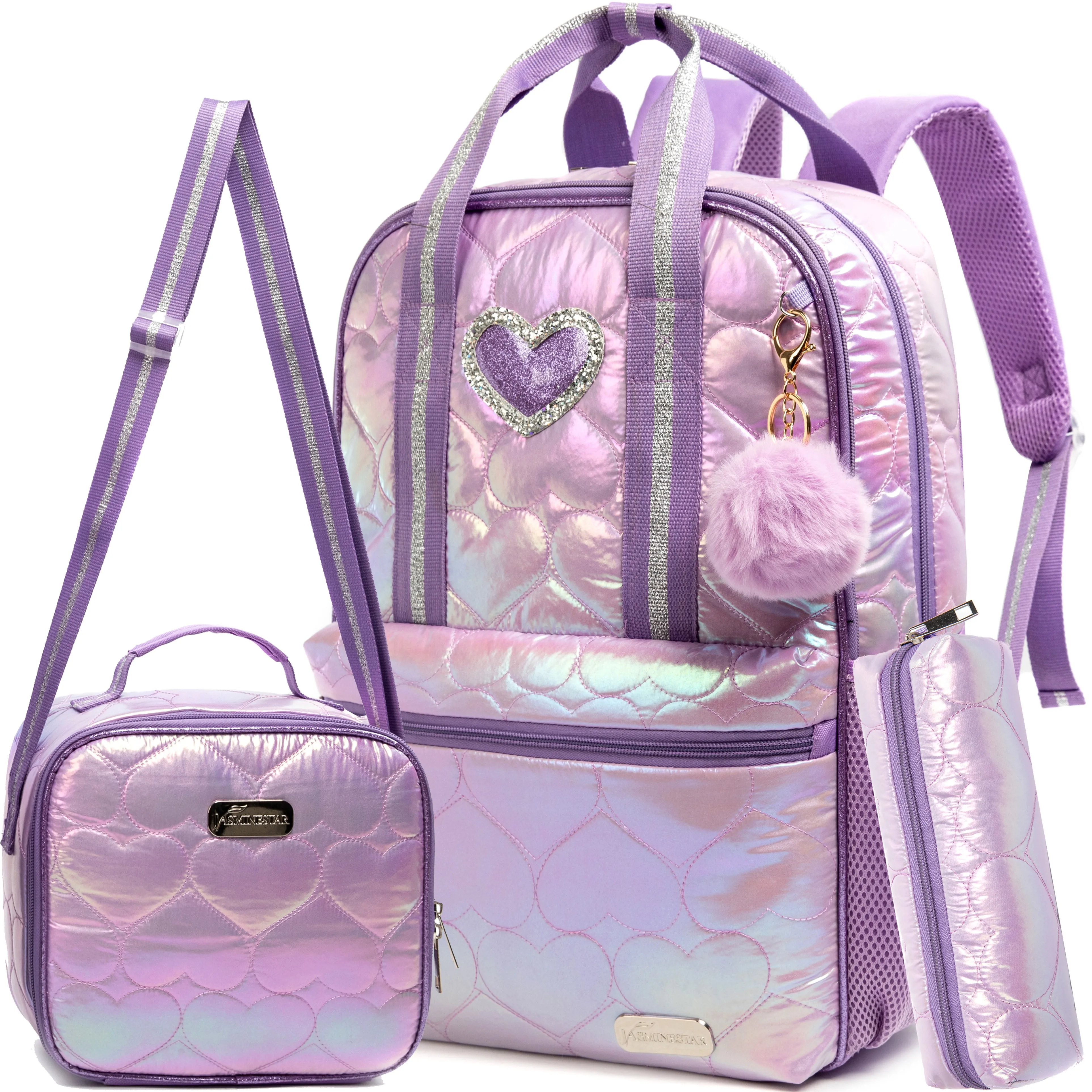 Teen Girls Love Backpack with Lunch Box for Big Kids School Backpacks for Elementary Student Age 6-12