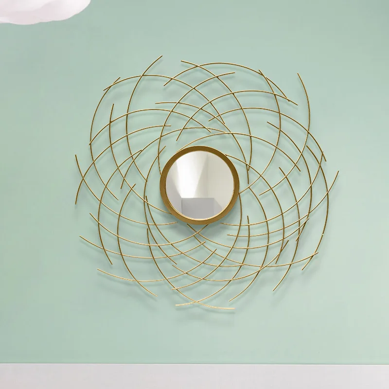 Light luxury wall-mounted creative wall feature wall, living room, dining room, dining side wall, mirror, iron wall decoration