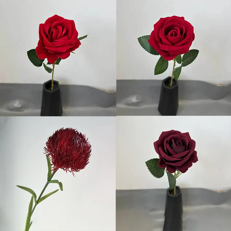 Wedding red series flower material simulation flower rose hydrangea wedding hall soft decoration arrangement road guide flower a