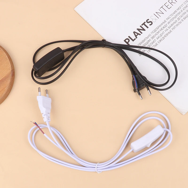 EU Plug LED Light Switch Cable Wire With On/Off Switch For Desk Lamp (6FT/1.8M) EU Plug Extension Connector Electric Cable