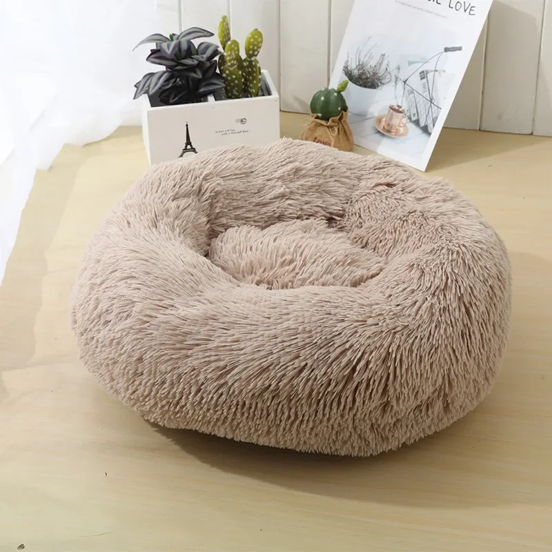 

Home Plush Round Pet Nest Cat Dog Warm Detachable and Washable Bed Winter Sleeping Sofa for Large Super Soft Doghouse Bed Mat