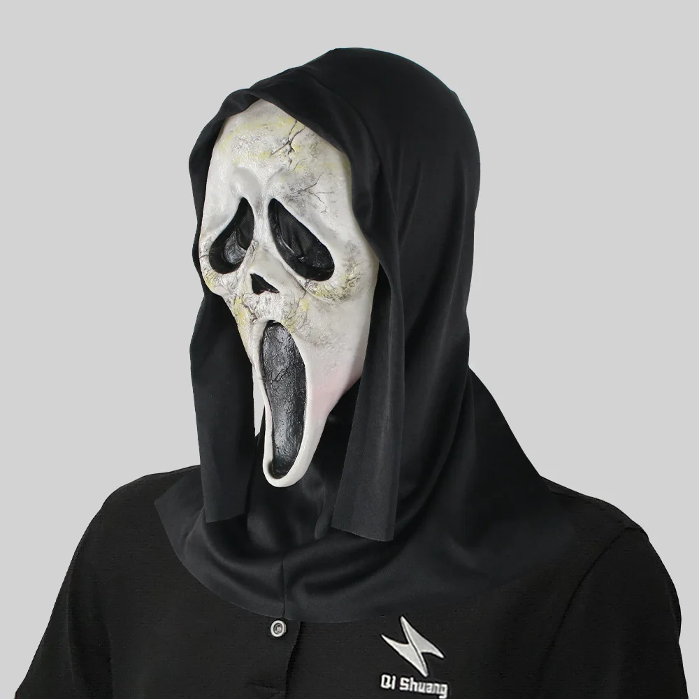 اللاتكس الصراخ Ghostface قناع الرعب كامل قناع الرأس المزحة تأثيري حلي فيلم مخيف Ghostface الدعائم ديكور المنزل لوازم الحفلات