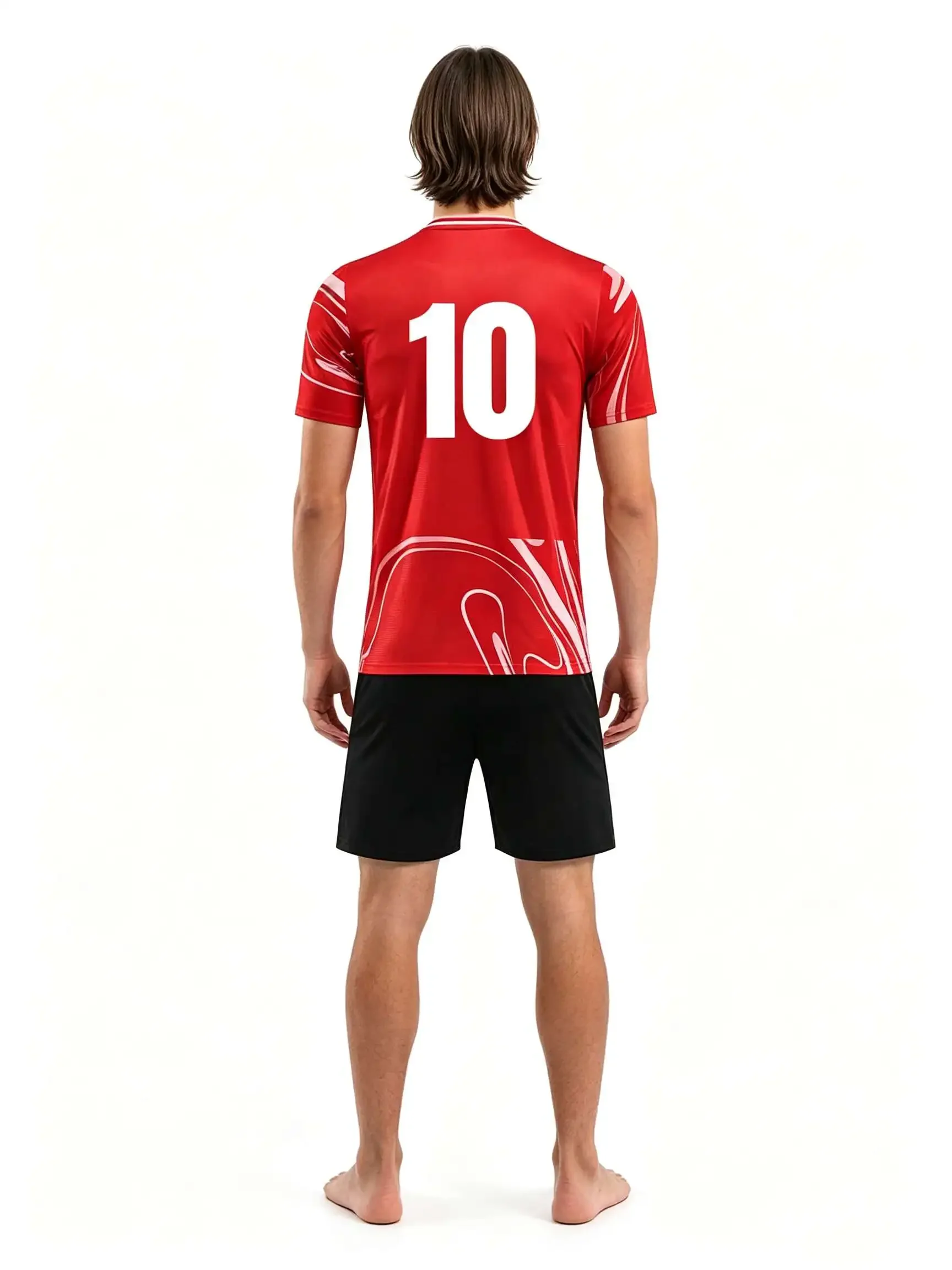 26/27 Unisex Blank Soccer 2‑Piece Set, Kids Adults Parent‑Child Kit, Custom RED 8 9 10 for School Outdoor Team Sports 711510