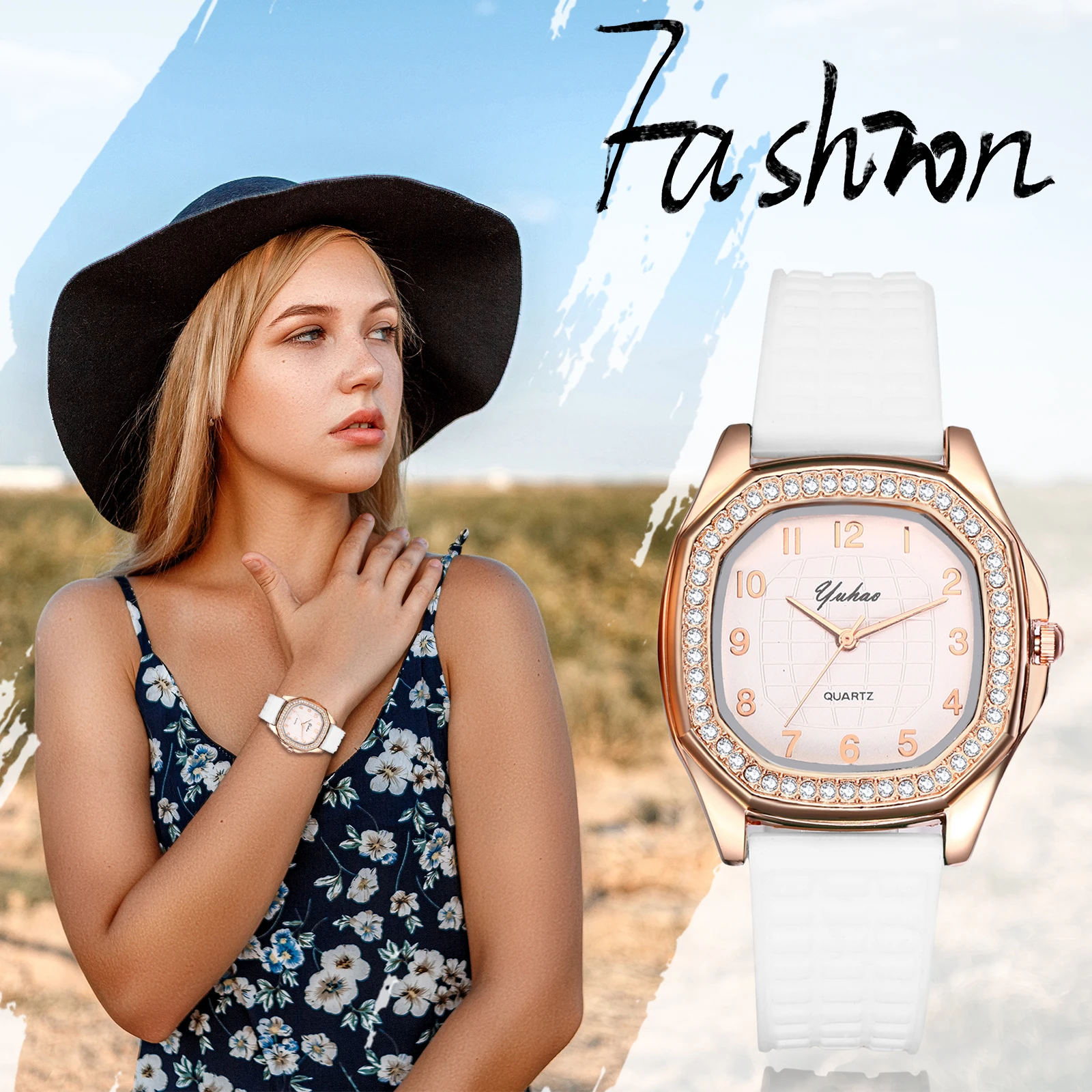 Lancardo-Relógio esportivo feminino quadrado branco, relógio de quartzo impermeável, pele de primo, silicone confortável, pulseira gelatinosa, presentes de dia dos namorados